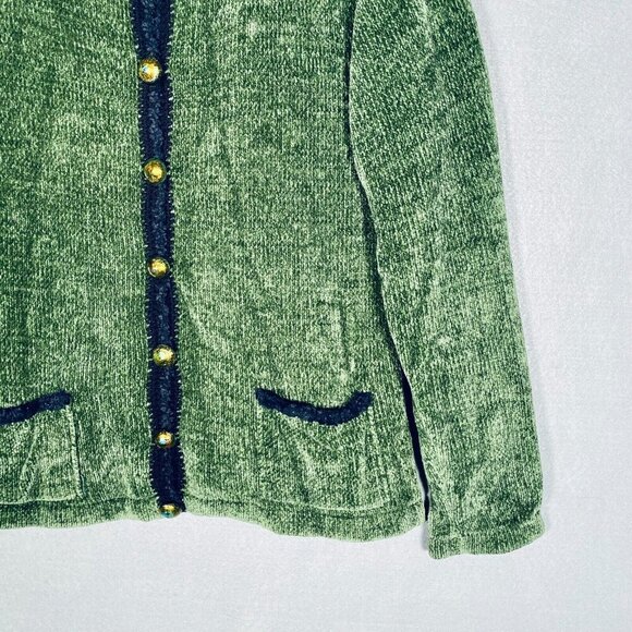 Vintage Ani Barrie Sweater Womens M Green Button Up Cardigan Fuzzy - Picture 2 of 12